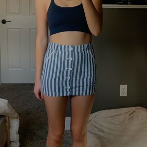 blue and white mini skirt